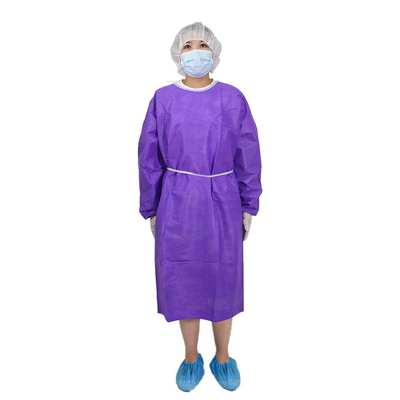 o isolamento roxo de 50g PP veste vestidos descartáveis do hospital